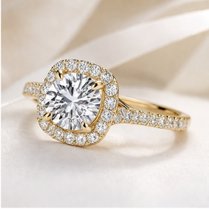 แหวนแต่งงานดีไซน์หรูหราทันสมัย ชุบทองคำขาว 10K ประดับเพชรโมอิสซาไนต์ทรงโซลิแทร์แบบซ่อนรูปทรงรัศมี พร้อมฝังเพชรแบบคลาสสิก - Product Image 3