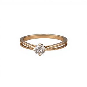 Bague solitaire de luxe en diamant naturel certifié de 1,5 carat, taille brillant, pour cadeau d'anniversaire de mariage pour elle, en or jaune 18 carats - Product Image 1