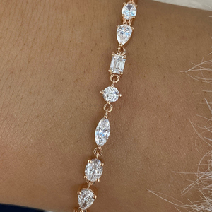 Bracelet en diamant créé en laboratoire Or 10K 14K 18K Certifié IGI Pierres taille ronde Or blanc Or rose Or jaune Bijou de poignet élégant - Product Image 1