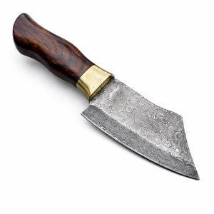 Edge Master Manufacture Handmade Cleaver Damascus Steel Wooden Handle Leather Sheath Dishwasher Safe Ambidextrous Modern Design - Product Image 1