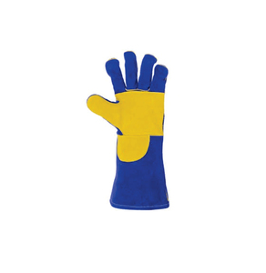 Gants de sécurité en cuir résistants à la chaleur, usage général, respirants, bleu diamant jaune, 14 pouces, manchette droite, anti-chaleur et anti-abrasion - Product Image 3