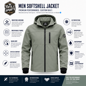 Chaqueta Softshell de Lona para Hombre con Logotipo Personalizado, Precio de Fábrica al por Mayor, Cuello Alto, Manga Larga, Ropa Casual para Exteriores de Alta Calidad - Product Image 5