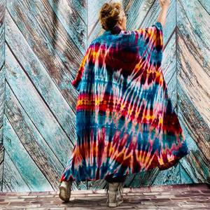 Prix usine en gros 100% rayonne cravate teinture Kimono plage couvrir ample confortable été veste Boho Style Kimono - Product Image 5