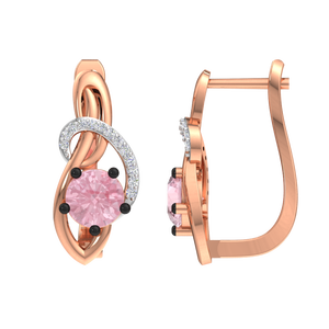 Pendientes de Aro de Plata de Ley 925 con Baño de Oro Rosa y Morganita Rosa, Diseño Infinito con Circonita Cúbica para Mujer, Hechos a Mano - Product Image 4