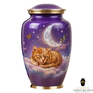 <b>Cat</b> Cremation <b>Urn</b>-Pet Memorial with Moon & Stars Design 220 Cubic Inch Capacity Eco-Friendly & Durable Customizable - Product Image 4