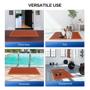 Tappeto Antiscivolo e Lavabile in PVC Rosso con Stampa Floreale 60x90x1cm, Anti-Fatica e Durevole per Camera da Letto e Uso Domestico - Product Image 6