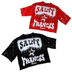 Camiseta Personalizada de Alta Calidad, 100% Poliéster, Estampada, Estilo Urbano, Corta, Gruesa, Holgada, con Diseño Gráfico Vintage, Lavado Ácido - Product Image 3
