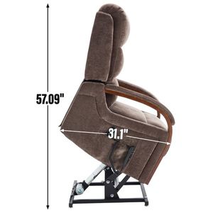 Poltrona Reclinabile Elettrica a Doppio Motore con Braccioli in Legno Massello, Posizioni Infinite, Massaggio Termico, Resistente fino a 350 LBS - Product Image 6