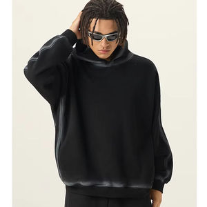 Sudadera con Capucha Personalizada con Logotipo para Hombre, Diseño Negro, Tejido Grueso de 500-600 g/m², 100% Algodón, Forro Polar Grueso, Sudadera Corta - Product Image 1