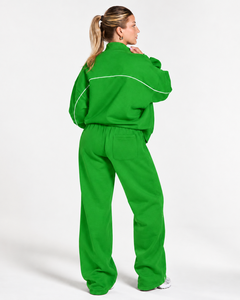 OEM <b>Women's</b> Contrastline Full Zip Tracksuit Two Piece Casual Outfit Relaxed <b>Jacket</b> And Wide Leg Pants Matching Apparel Set - Product Image 2