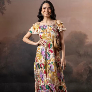 Sweetheart Neck Summer Dress For Women Back Elegant <b>White</b> Multicoloured Floral Print Lace Eco-Friendly Natural Waist Formal - Product Image 1