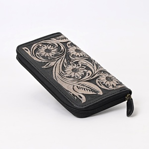 Portefeuille en cuir de vachette fait main, porte-cartes multi-emplacements, style western - Product Image 4