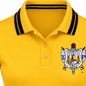 Polo brodé Sigma Gamma Rho jaune pour femme, à col et manches courtes, avec lettres grecques, pour sororité, décontracté, universitaire, sportif - Product Image 6