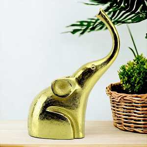 Jaffs Exports 26cm H X 9.5cm W X 18cm L Gold Plated <b>Elephant</b> Figurine Handmade Modern Eco-Friendly Feng Shui Tabletop <b>Decor</b> - Product Image 4