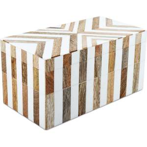 Boîte de rangement rectangulaire en bois AL MALIK CRAFT AMC, motif noir et blanc à carreaux, organiseur de bijoux et de cosmétiques, Noël, fêtes, 0-1L - Product Image 1