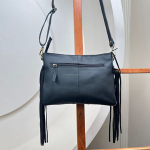 Grand sac à main à bandoulière pour femmes avec cheveux Boho sac à bandoulière à franges en cuir de vachette usiné à la main de haute qualité pour femmes - Product Image 5