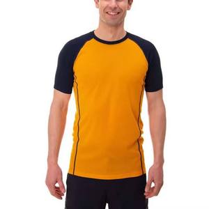 เสื้อยืดคอกลมสีเหลืองดำสำหรับผู้ชาย ทรงเข้ารูป แห้งเร็ว สปอร์ต ผ้าถัก โพลีเอสเตอร์ 100% สีพื้น - Product Image 1