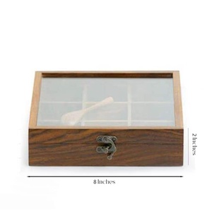 Wooden Spice <b>Box</b> in Rosewood, 9 Detachable Containers with Lid - <b>Masala</b> <b>Box</b>, Spice Container, Salt <b>Box</b>, Best Gift for Her - Product Image 3