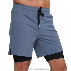 Short de gymnastique à deux couches de haute qualité pour hommes Short d'exercice décontracté respirant à séchage rapide Offre Spéciale à motif solide en taille 6XL - Product Image 1