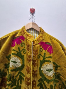 Black Vintage Suzani Velvet Jacket Embroidered Winter Coat Regular Festival Bohemian Ethnic Outerwear Kimono Style Gift Wife - Product Image 1