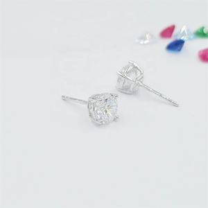 Pendientes de Botón de Moissanita con Cuatro Puntas, Forma Clásica, 1 Quilate, Chapados en Rodio Plateado, 4 Capas de Chapado en Oro de Calidad, para Aniversario de Mujer - Product Image 4