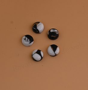 Mohave White <b>Black</b> Copper Turquoise 12mm Round Flatback High <b>Polish</b> Smooth Loose Gemstone Cabochon For Jewelry Making Pendants - Product Image 1