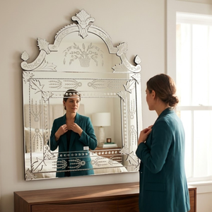 Miroir mural décoratif vintage vénitien de luxe |   Miroir en verre d'appoint de style baroque antique pour une décoration intérieure élégante - Product Image 4