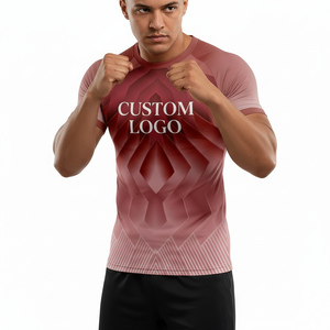 Rash Guard <b>for</b> Gym Training <b>Men</b> Customized Color MMA <b>Compression</b> <b>Shirt</b> Short Sleeve Athletic Base Layer Running Cycling - Product Image 2