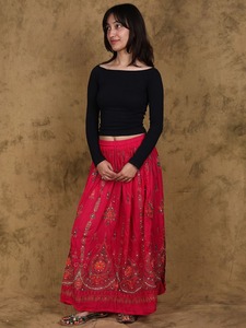 Womens Rayon Handcrafted Sequence Jaipuri <b>Skirts</b> Traditional Summer Long <b>Skirt</b> - Product Image 4