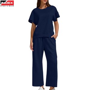 Ensemble t-shirt et pantalon pour femme, tissu extensible confortable, tenue de sport, vêtements de fitness élégants pour le yoga, la course à pied et l'entraînement - Product Image 1