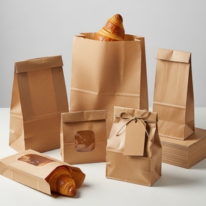 ถุงกระดาษสีน้ำตาลสำหรับอาหาร ป้องกันคราบไขมัน รีไซเคิลได้ สำหรับเบเกอรี่ ขนมปัง อาหารแบบนำกลับบ้าน บรรจุภัณฑ์ของขวัญ ย่อยสลายได้ ตกแต่งได้ - Product Image 4