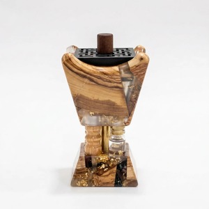 Designer Wood and Resin Mabkhara Luxury Arabic Incense Burner for <b>Oud</b> <b>Bakhoor</b> Modern Home and Hospitality Decor - Product Image 1