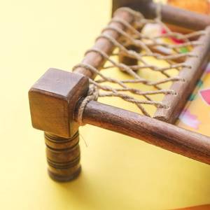 Elegant Unique Serving Art Wooden Khatiya Platter Floral Artwork <b>Mini</b> Charpai Serving Tray for Snacks/Dry Fruits/Tea Time By UO - Product Image 3