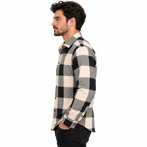 <b>Men's</b> Black And <b>White</b> Plaid Flannel <b>Shirt</b> <b>Long</b> <b>Sleeve</b> Button Up Casual Flannel <b>Shirt</b> - Product Image 5