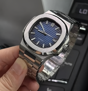 นาฬิกาข้อมือ Seiko NH35 รุ่น Silver Navy ตัวเรือนสแตนเลสสตีล สายหนัง กันน้ำ 50 บาร์ หน้าปัดอะนาล็อก คริสตัล ดีไซน์สปอร์ต - Product Image 2