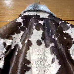 Veste d'hiver en cuir véritable pour homme, en cuir de vachette de haute qualité, avec poils naturels, coupe-vent, respirante, élégante, style western. - Product Image 3