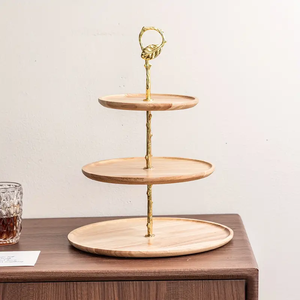 Support à gâteau unique en bois d'acacia à 2 niveaux, design tendance et élégant, support à gâteau en bois, best-seller - Product Image 5