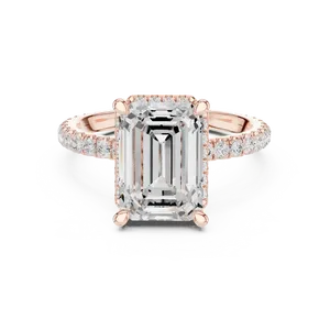 3.5ct <b>Emerald</b> Cut Lab Grown Diamond Halo Engagement <b>Ring</b> 10K 14K 18K Solid Gold 0.68 CTW Pave <b>Band</b> IGI Certified - Product Image 5