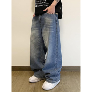 Pantalones Vaqueros Anchos de Estilo Hip Hop para Hombre, Lavados en Negro, de Pierna Ancha, Ropa Urbana de Moda - Product Image 3