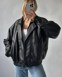 European Style New Spring Autumn Wear Women's Leather <b>Jacket</b> Regular Fit Thin Leather <b>Jacket</b> Women's Motorcycle <b>Jackets</b> - Product Image 6
