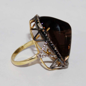 Anillo de Diamantes, Joyería para Boda o Aniversario, Certificado IGI, Chapado en Oro, Calcedonia, Plata de Ley, 15.64 Gramos, 8.5, para Mujer - Product Image 6