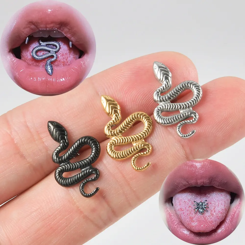 Surgical Steel Snake Tongue Piercing Hot Girl Tongue Barbell Tongue Nail Sweet Cool Punk Perforated jewelry Puncture