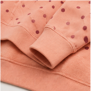 Sweat à capuche personnalisable pour femme, coupe carrée, longueur mini, à pois décalés, en molleton bouclette délavé, couleur corail pêche WPHOOD-0011 - Product Image 5