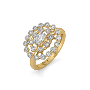 Women's Yellow Gold Oval <b>Diamond</b> Cluster <b>Ring</b> Flower Design Luxury Engagement <b>Ring</b> - Product Image 2