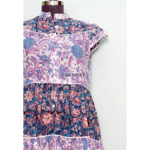 Robe longue d'été moderne pour femme 100 % coton à imprimé floral, écologique, élégante pour les fêtes, décontractée pour le quotidien, avec boutons décoratifs - Product Image 3