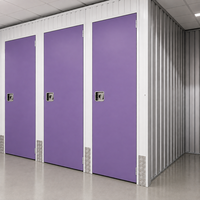 Système de stockage autonome avec portes battantes intérieures violettes, casiers de stockage sécurisés pour entrepôt, unités de stockage connectées pour installations