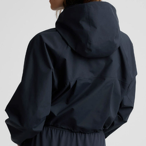 Chaqueta Bomber Corta de Nylon para Mujer, con Capucha, Cierre, Mangas Abullonadas, Logotipo Frontal, Color Sólido, Manga Larga, Otoño-Invierno - Product Image 5