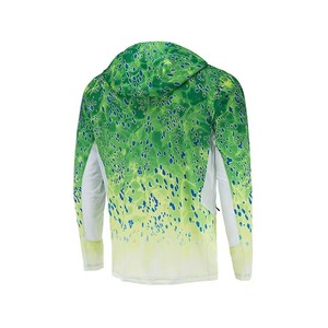 Men Long Sleeve <b>Hooded</b> Fishing <b>Shirt</b> UPF 50 Digital Print Anti-UV Quick Dry Polyester/Cotton Outdoor Wear - Product Image 4
