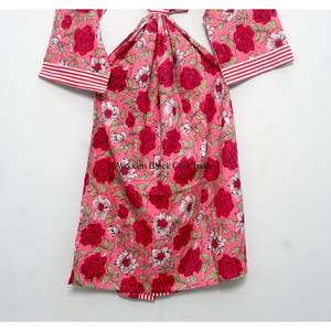 Bata Kimono de Verano para Mujer, 100% Algodón, Suave, con Estampado Digital, Cuello en V, Manga Larga, Transpirable y de Secado Rápido, con Cinturón - Product Image 6