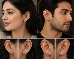 Boucles d'oreilles clous en or rose 14 carats avec zircon, motif flocon de neige, taille brillant rond, sertissage à griffes, classiques, pour usage quotidien, cadeau unisexe - Product Image 5
